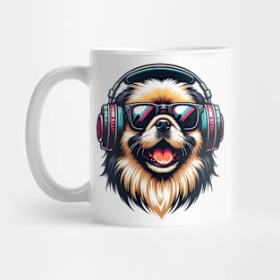 Pekingese as Smiling DJ with Headphones and Sunglasses Mug